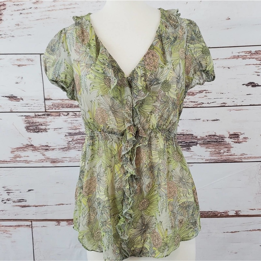 Anthro Odille Silk Blouse Wind Tossed Blooms 8